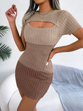 Hollow Out Cutout Gradient Color Waist Trimming Knitted Bag Hip Dress Clothing